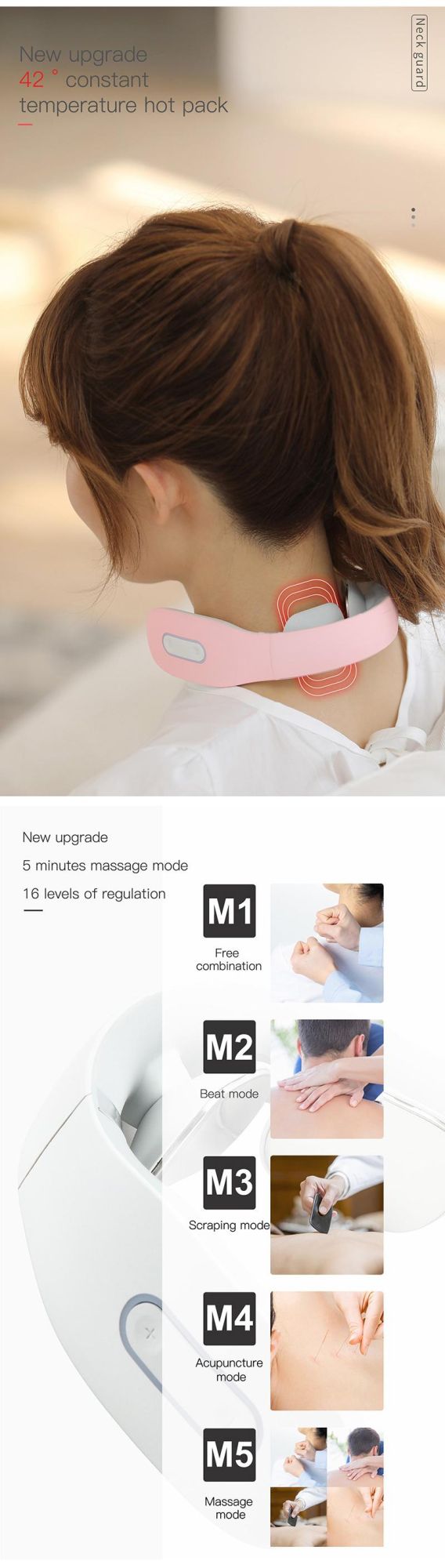 2020 New Arrivals Portable Mini Electric Wireless Neck Massager 360 Infrared Physiotherapy Intelligent Neck Massager