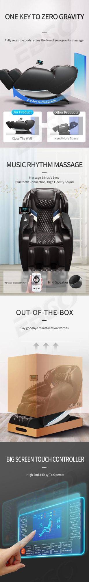 Luxury Modern Full Body 3D Robot Hand Electric Ai Smart Recliner SL Track Zero Gravity Shiatsu 4D Massage Chair for Home Office