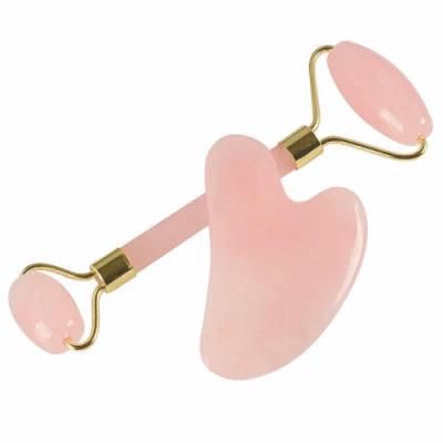 Home Use Double Head Rose Quartz Jade Roller for Skin Care