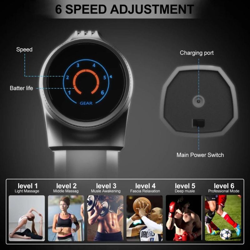 6 Speed Adjustment Cordless Electric Handheld Full Body Muscle Massager