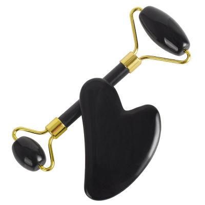 Jade Roller 2021 Black Obsidian Jade Roller Gua Sha Set for Face and Body Massager