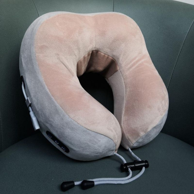 Portable Traveling Heating Vibrating Kneading U Shaped Wireless Car Shiatsu Neck Massage Pillow