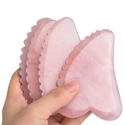 Anti-Aging Pink Rose Quartz Skin Massager Comb Gua Sha Jade