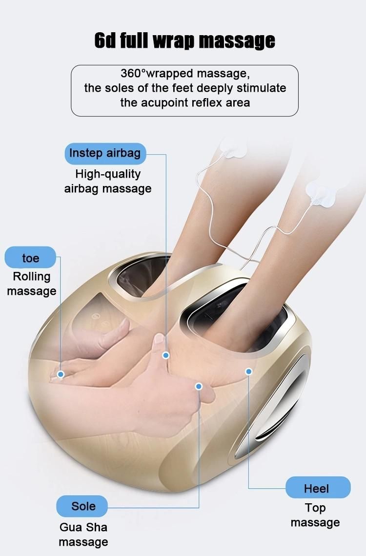 Electric Foldable Air Pressure Roller Feet Massage Machine Shiatsu Kneading Vibrating Foot Massager with Heating