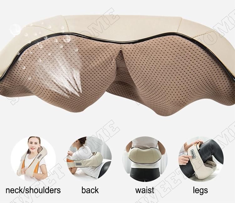 Electric Neck and Shoulder Personal Massager Body Shiatsu Massage Belt with Kneading Roller and Heating