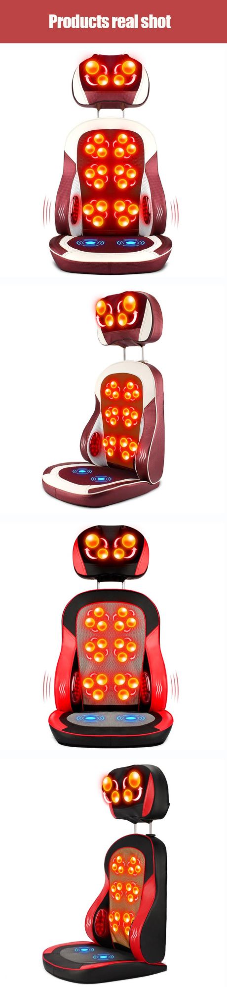 Back Massager Car Seat Masaj Aletleri Home Use Back Relax Shiatsu Vibration Massage Cushion with Heating