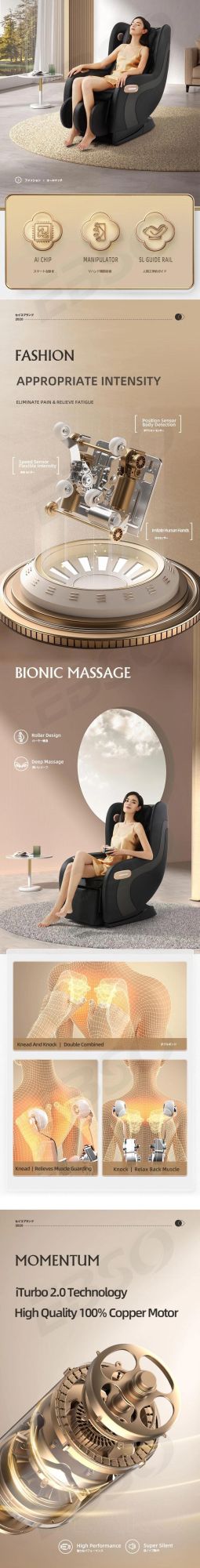 Food Quality Electric Shiatsu Massage Chair Full Body Chair Massage Home with 6 Massage Techniques