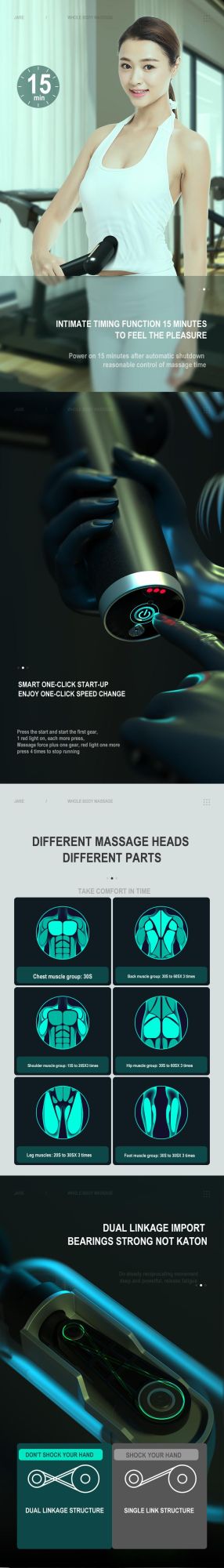 Free Shipping Handheld USB Charging Handheld Massage Equipment Full Body Massager Booster Massage Gun
