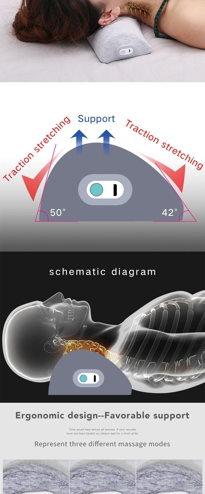 Slow Rebound Memory Foam Highly Elastic Breathable Physical Traction Neck Contour Sleep Cervical Vetebra Pillow Massager