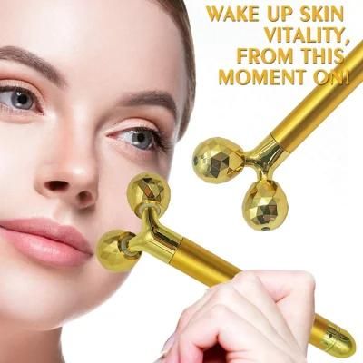 24K Gold Energy Beauty Bar Electric Vibration Y Shape Facial Skin Lift