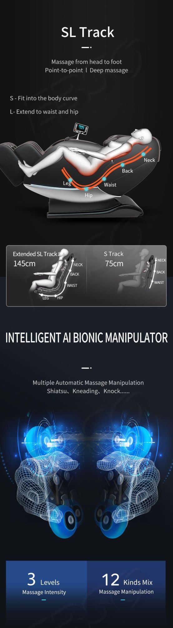 Smart Massage Chair Home Adult Massage Chair Shiatsu Recliner Sofa Zero Gravity Space Capsule SL Track Full Body Airbag