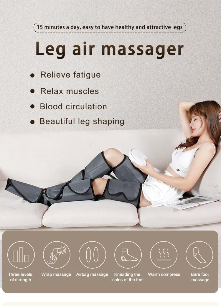 6 Massage Modes Leg Massager with 360 Degree Air Bag Compression and 3 Levels Temperature Adjustment