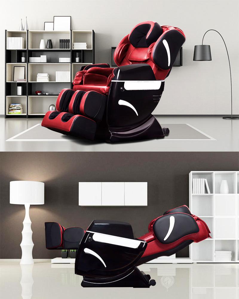 Full Body Shiatsu Zero Gravity Massage Chair Black and Red
