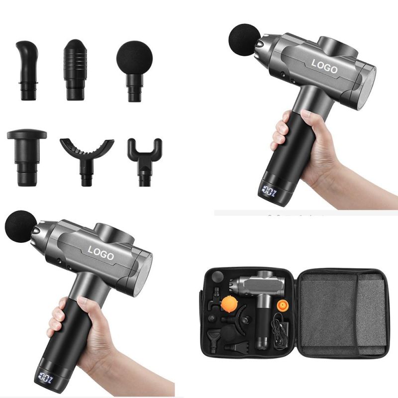 Massage Gun LCD Screen Powerful Cordless Handle Deep Tissue Percussion Muscle Full Body Back Neck Shoulder Portable Massager Products Patent Model