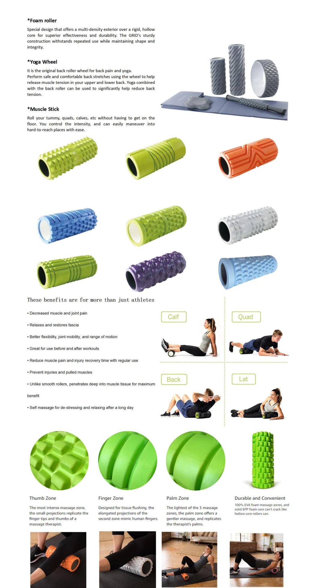 Massage EVA Roller. Exercise Roller for Back Neck Arm Leg. Yoga and Fitness Equipment Massager for Muscle