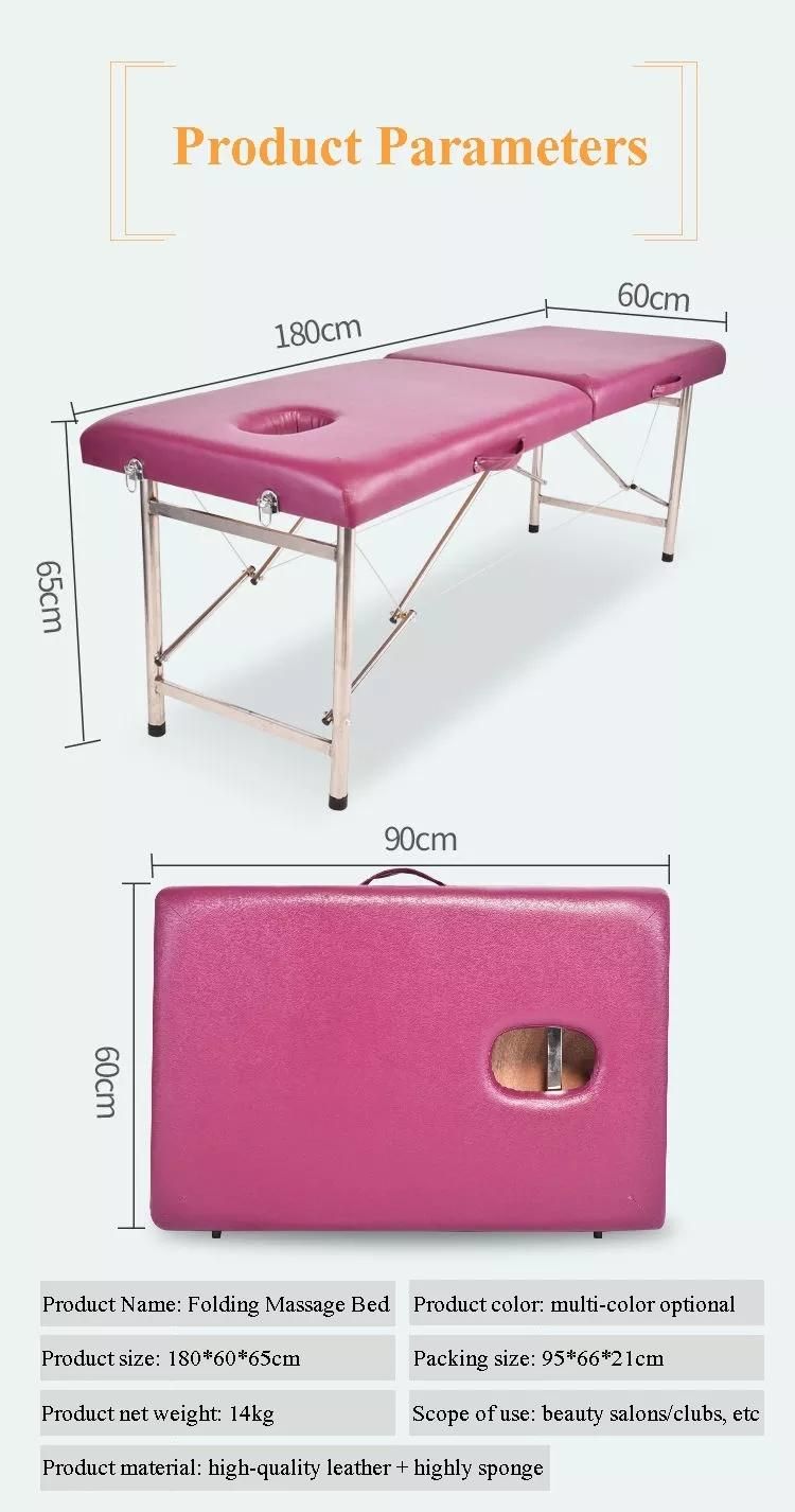 Facial Beauty Portable Folding Wooden Massage Table Bed