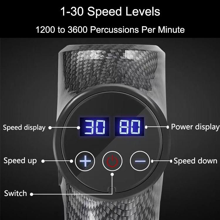 2021 Deep Tissue Quiet Muscle Massage Gun with LCD Screen Booster Gun Massager 30 Speed 16mm Mmplitude