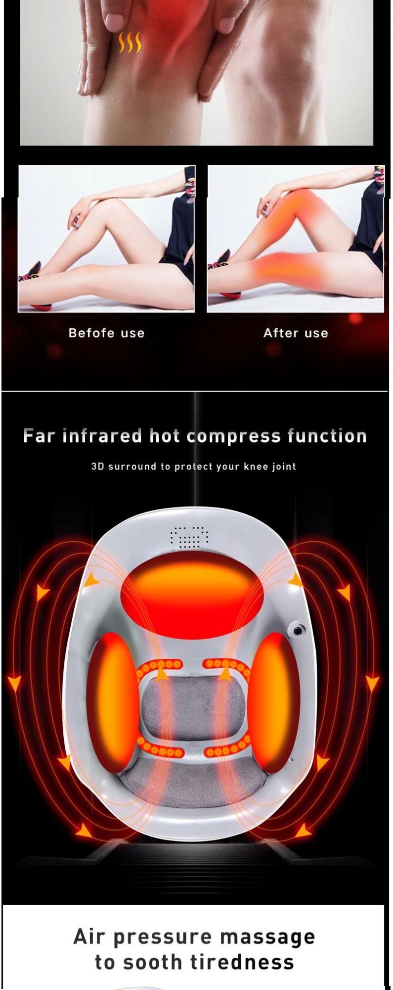 Hezhneg Smart Knee Massager Shiatsu Foot Massager Deep Tissue Knee Pain Relief