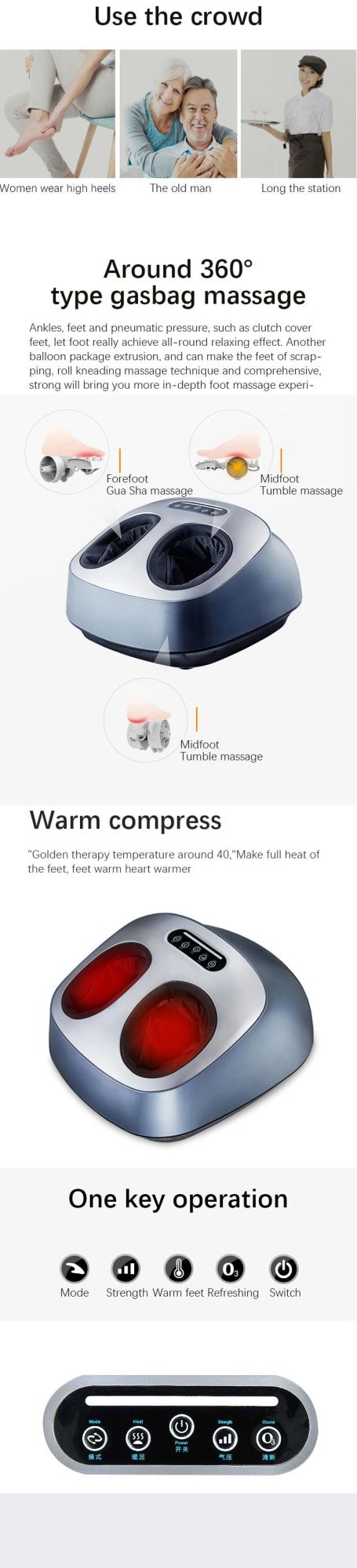 Good Price Electric 360 Degree Full Wrap Massage Shiatsu Air Compression Foot Massager