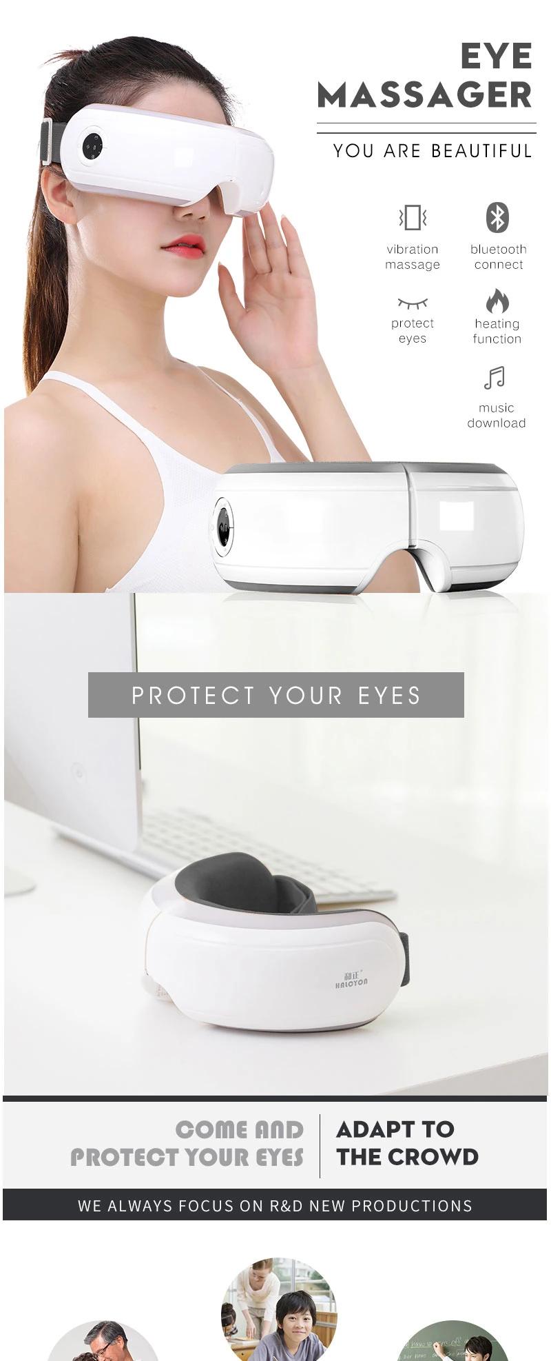 Hezheng Wireless Vibration Eye Massager for Eye Relief Heat Compress Mask with Bluetooth Music