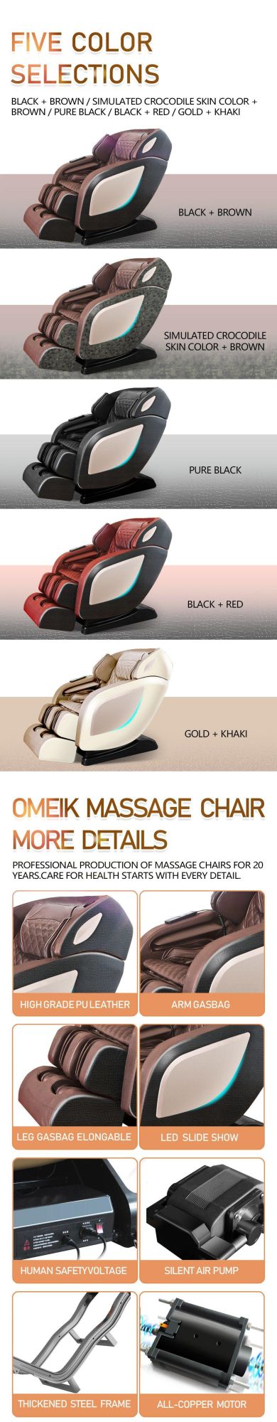 Omeik Body Care Rocking 4D Massage Mechanism SPA 3 Levels Massage Speed and Range Adjustment Massage Chair for Office Home Relax