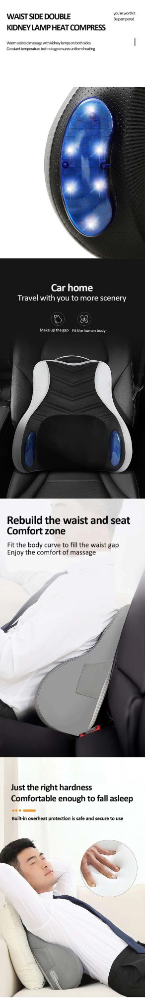 Multifunctional Massage Pillow Hot Compress Kneading and Beating Massager Car Home Dual-Use Cushion