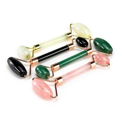 Hot Selling OEM Jade Stone Facial Anti Aging Welded Natural Rose Quartz Pink Jade Roller for Face