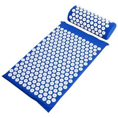 Natural Linen Acupressure Mat Foot Shakti Plastic Spikes Massage Acupressure Mat and Pillow Set