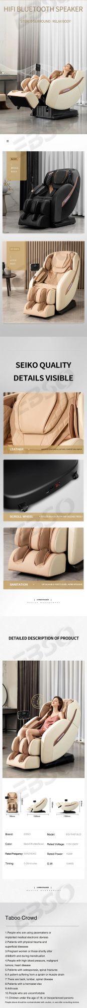 2021 New Design Automatic Full Body Zero Gravity Shiatsu Recliner Electric Massage Chair 4D with Speaker Music Speaker