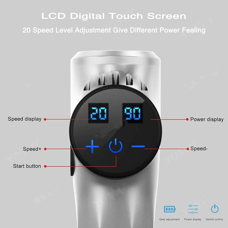 LCD Display Massage Gun Deep Muscle Massager Muscle Pain Body Massage Exercising Relaxation Slimming Shaping Pain Relief