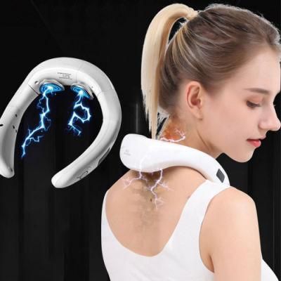 Hezheng Portable Heating Intelligent Electric Neck Massager Smart Cervical Pain Care Therapy Equipment Mini EMS Massage Machine
