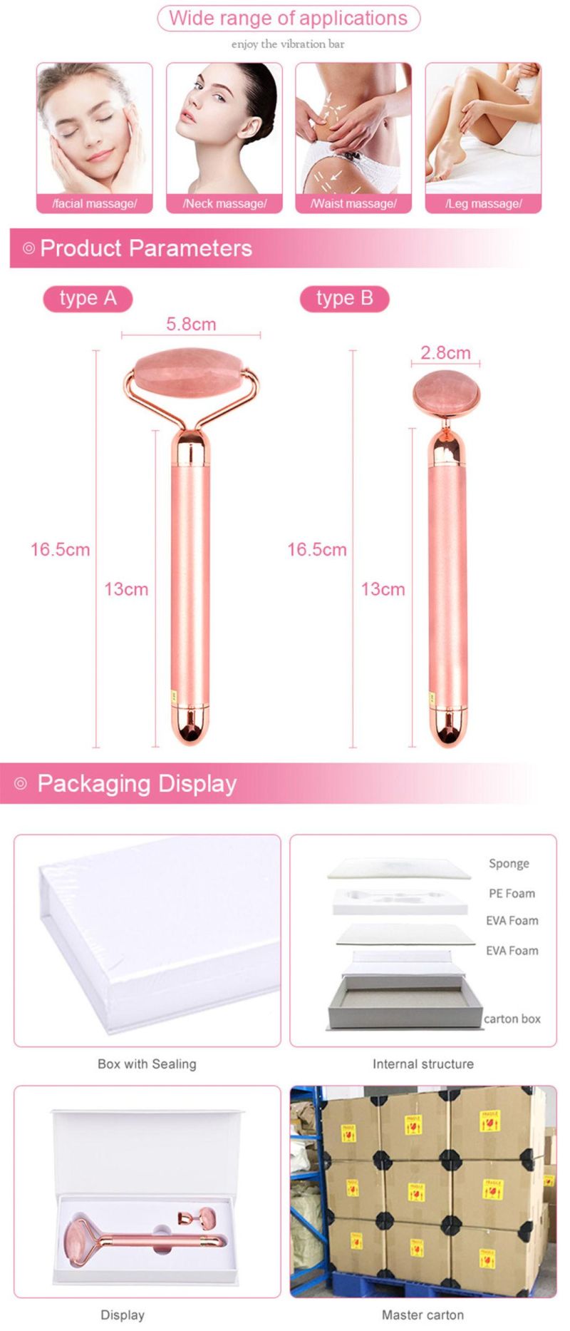 Wholesale Beauty Single Head Removalble Zinc Alloy Facial Jade Roller Massager for Face Lift Skin Strength