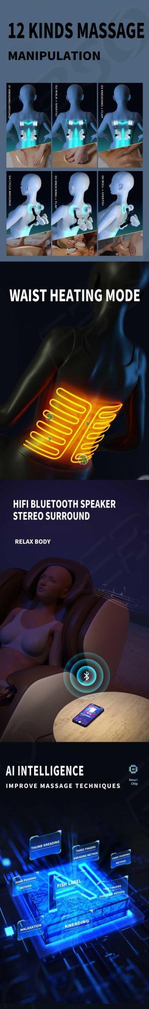 Real Relax Massage Chair Favor-06 Blue Hot Sale 2021 New Design