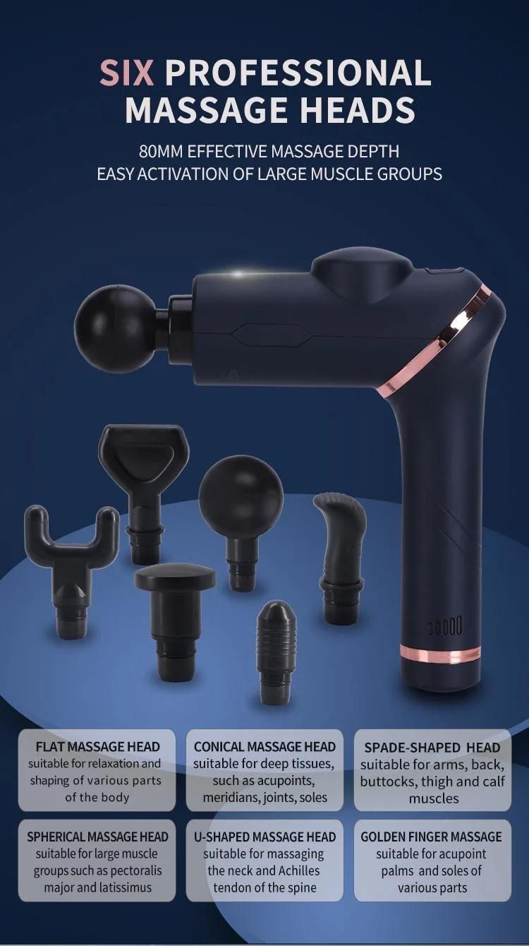 2022 New Arrival Muscle Massage Fascia Gun Wireless Portable Design with 6 Speed Vibration Mode and Massage Heads