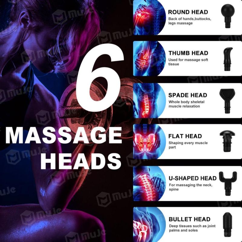 Muje 6 Levels 6 Heads Percussion Muscle Fascia Massage Gun