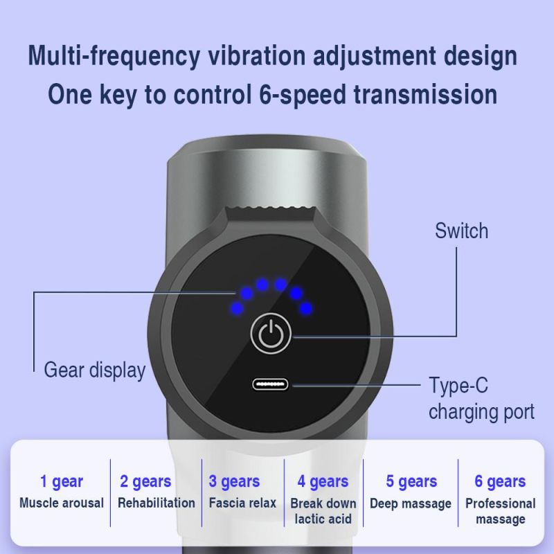 2020 Fashion 7.4V USB with 4 Heads Charge Body Massage Gun/Booster Massage Gun/Deep Massager Gun Fascial Gunview More