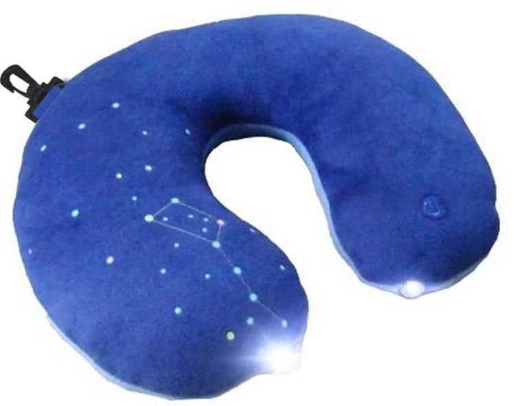 New Design Battery Operated Travel U Shape Neck Massager Electric Memory Foam Vibrating Neck Massage Pillow with Reading Lights