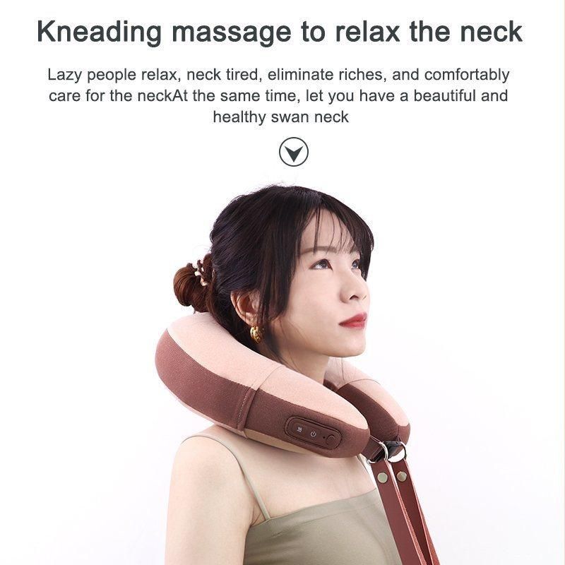 Shiatsu Massage Pillow with Heat Deep Tissue Kneading Travel Pillow with Massager