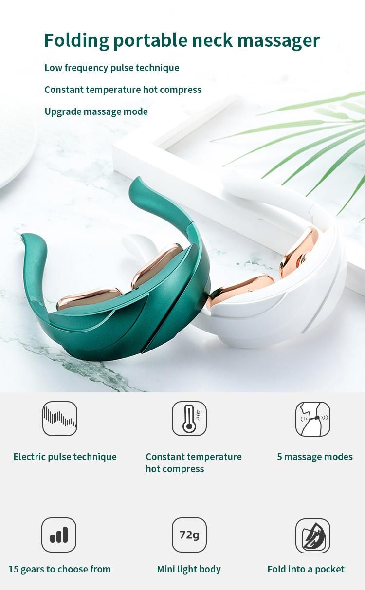 Amovol Portable Smart Cordless Electric Massage Equipment Intelligent Cervical Vertebra APP Remote Heated Neck Massager