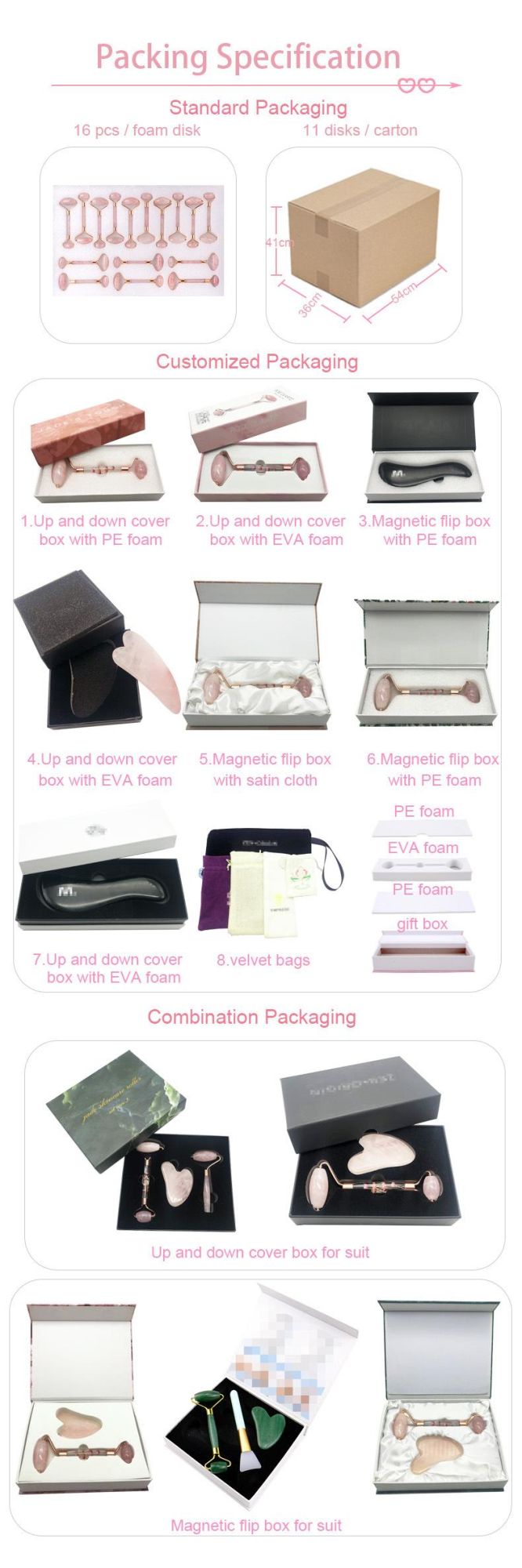Natural Pink Jade Facial Massage Gua Sha Board Jade Roller and Gua Sha Set Rose Quartz Guasha Tool with Box