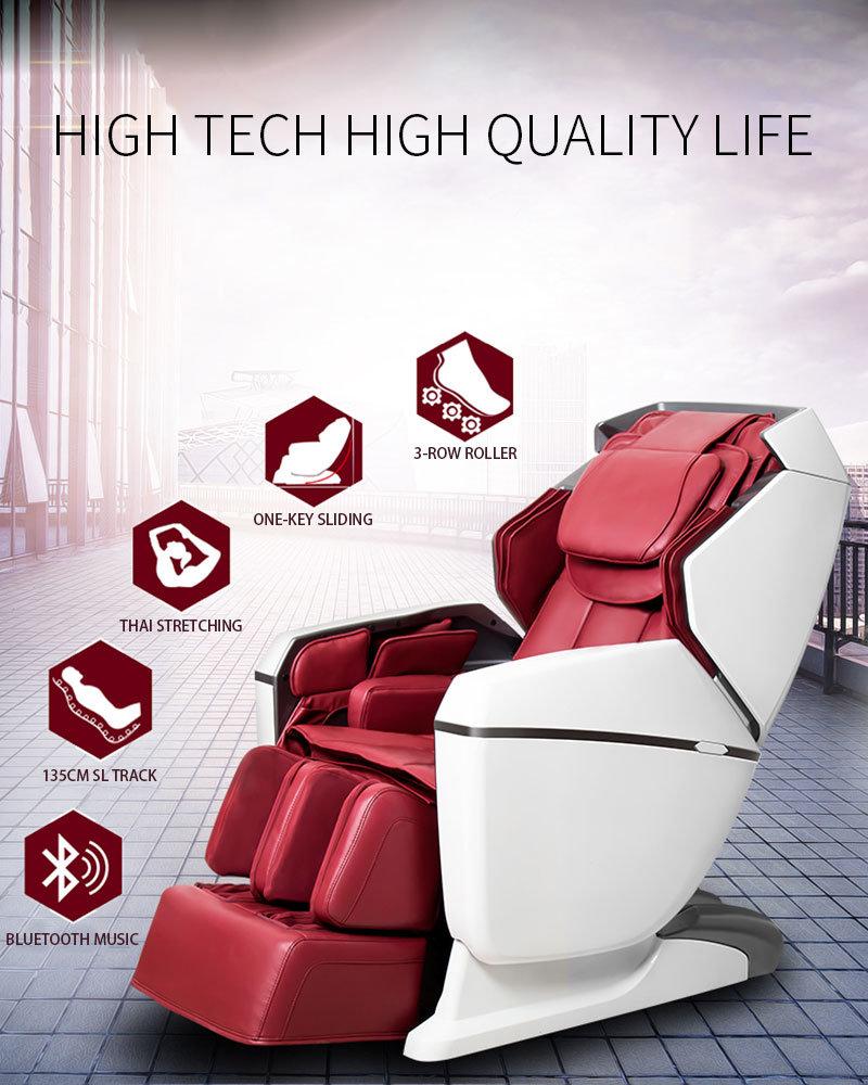 Full Body Shiatsu Massage Chair with 3D Zero Gravity Technology White and Red