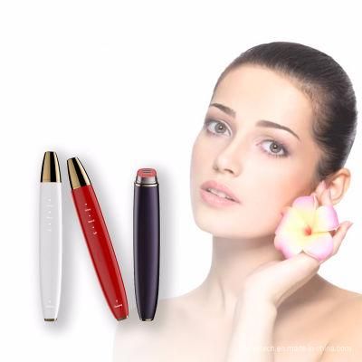 Latest Electric Ionic Red Blue Color Light Eye Massage Pen Heating Vibration Dark Circle Remover Eye Beauty Instrument