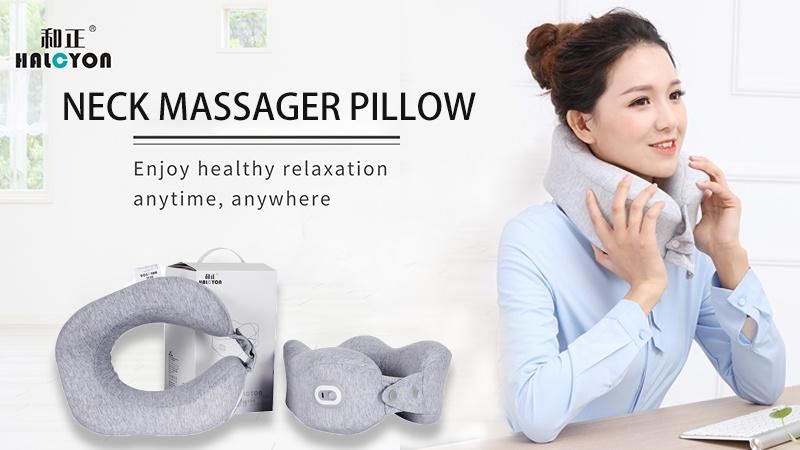 Travelling Hotel Airplane Memory U Neck Pillow with Vibration Massager