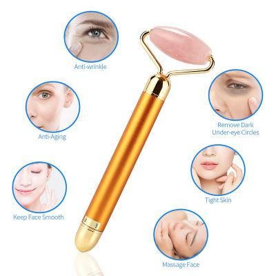 2-in-1 DIY Kit Face Lift Anti-Aging Skincare Roller Natural Beauty Bar Jade Electric Vibrating Massage Rose Quartz Roller