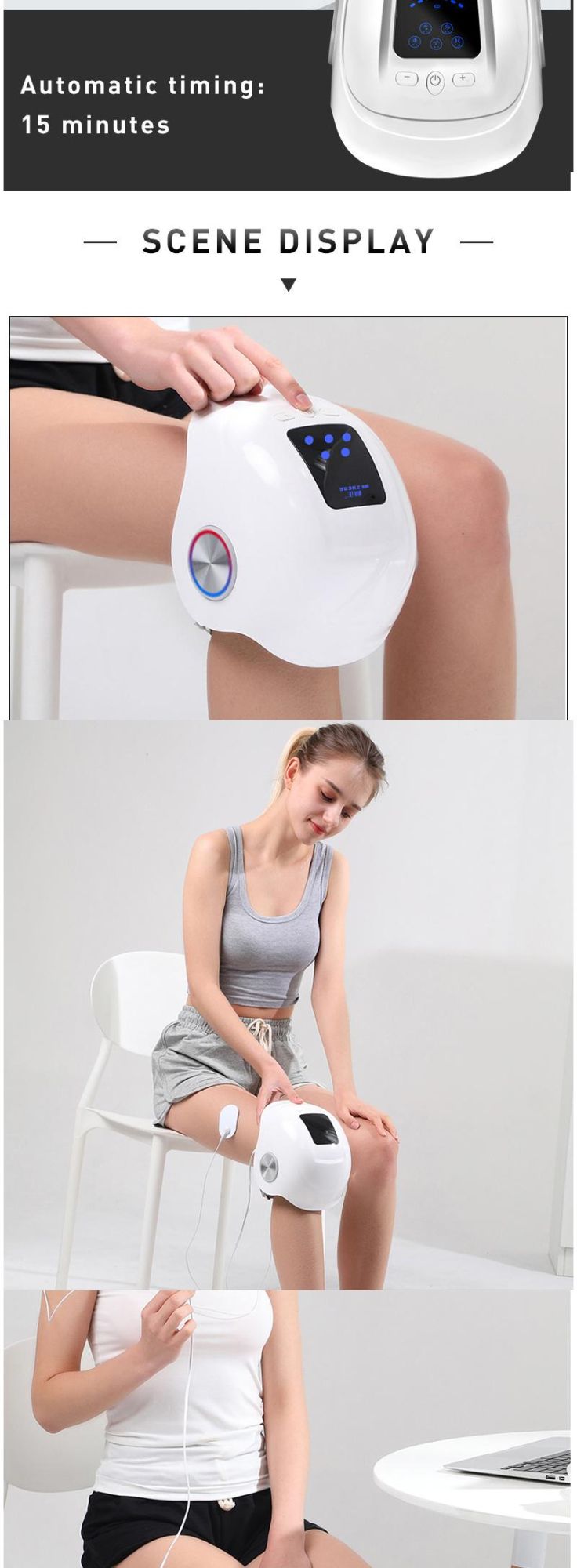 New Portable Electric Pulse Knee Massager Support Vibrator Product for Arthritis Joint Pain Relief