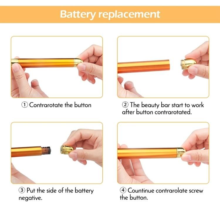 Handheld Vibration Face Massager Stick Electric Gold Jade Roller Energy Beauty Bar for Face Lifting V-Face