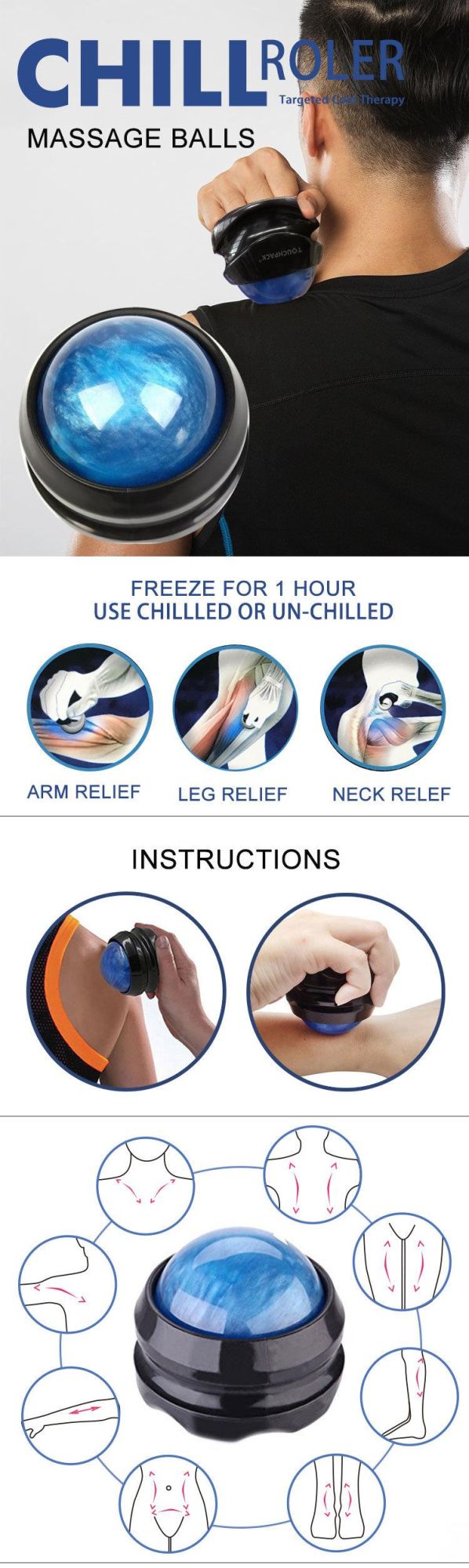 New Idea Handheld Resin Massage Roller Ball