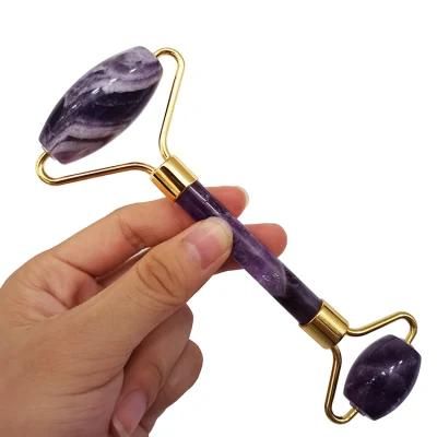 Purple Crystal Gemstone Facial Massager and Eye Roller for Puffiness and a Painless Face Lift
