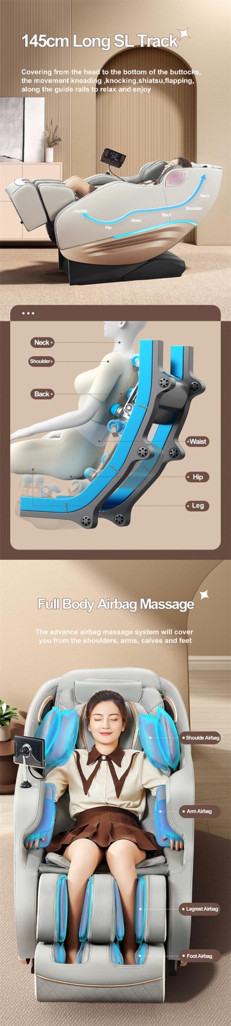 Sauron S350 2022 New Ai Voice SL Track 6D Manipulator Body Detection 0 Gravity Massage Chair with Heating Therapy