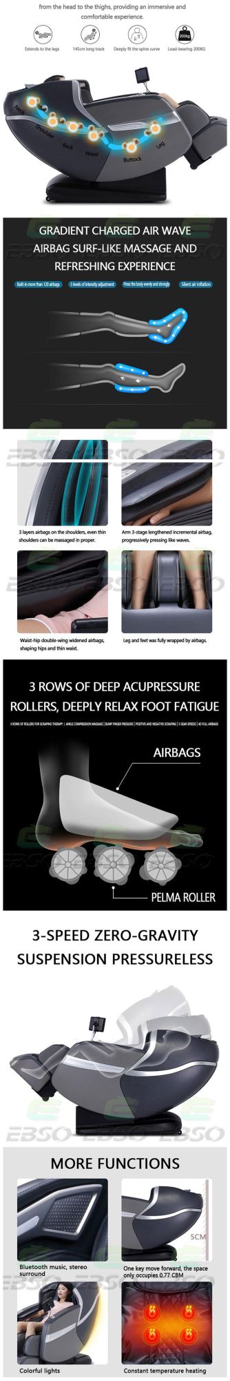 Modern Design Massage Chair Zero Gravity with Stretch
